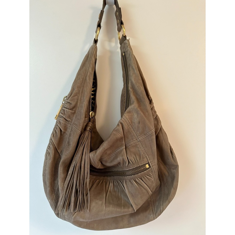 Leather Hobo Bag Y2K STEVEN Slouchy Tasseled Carryall Gossip Girl Tuscan Mom Zip